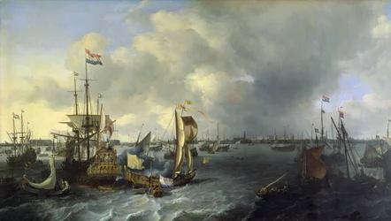 El puerto de Ámsterdam, vista del Ij, 1666
